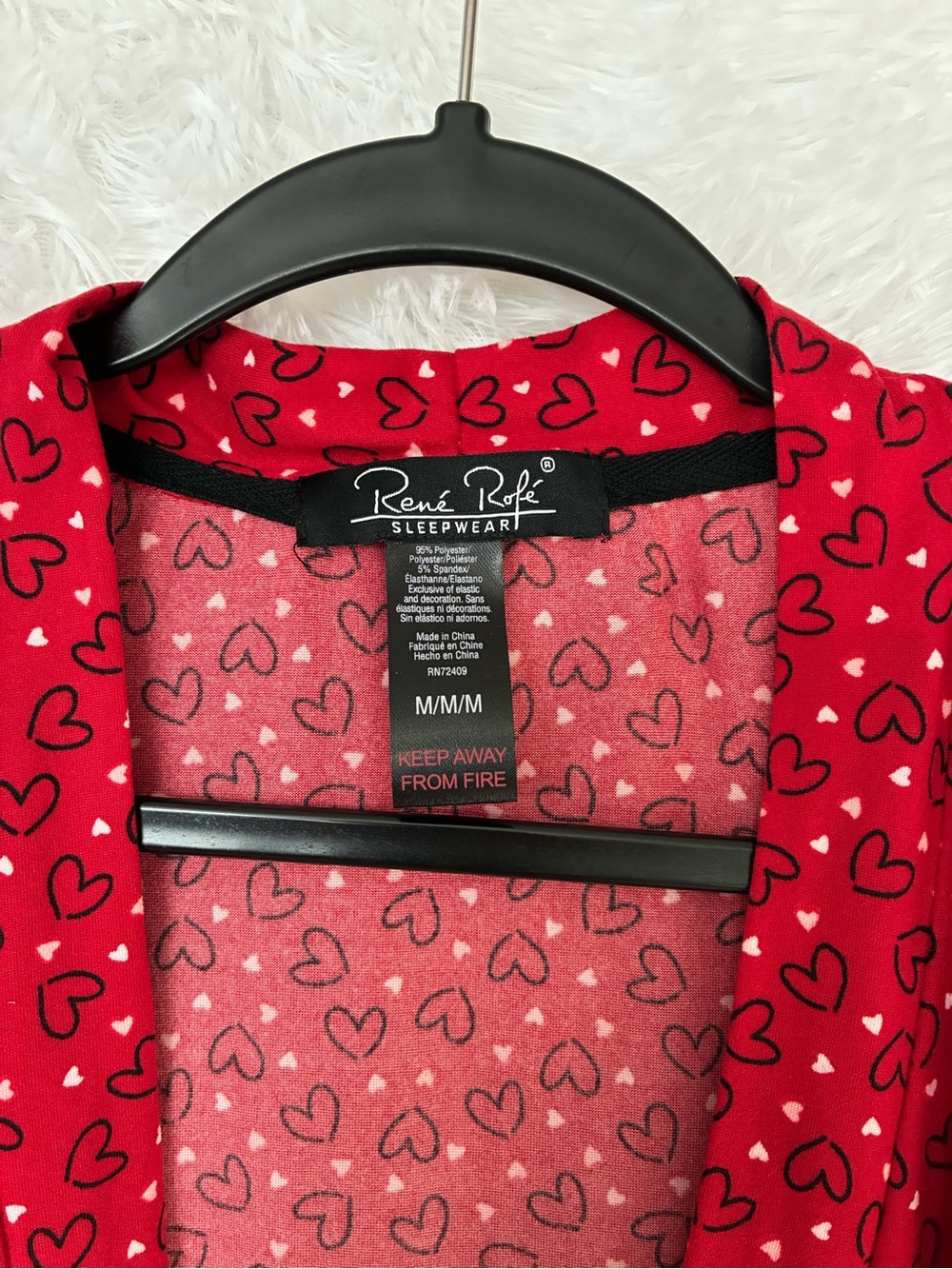 Rene Rofe Red Heart-Print Tie-Waist Robe - Picture 2 of 5